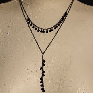 New Directions NWT Black Beaded Layered Y Necklace